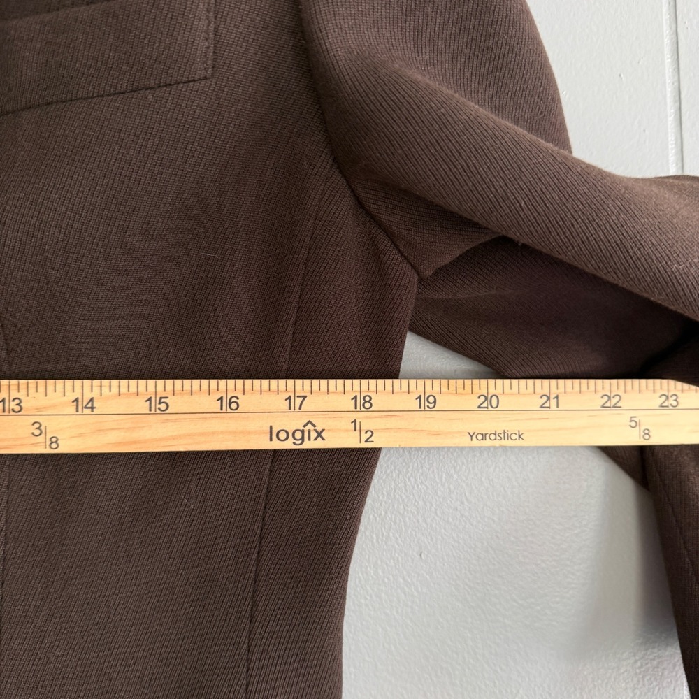 AKA Eddie Bauer Womens 12 Chocolate Brown 100% Wool 3-Button Longline Blazer 90s - Picture 7 of 14
